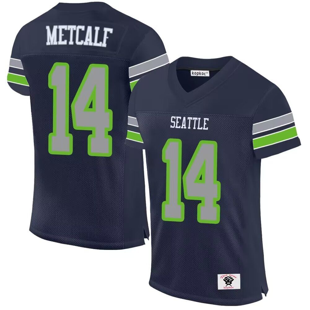 Men Seattle Seahawks #14 Metcalf blue 2024 Nike Game NFL throwback Jersey